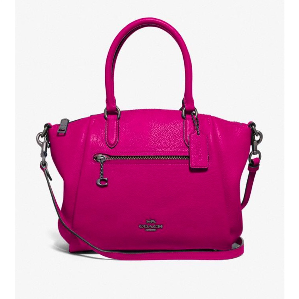 Coach ELISE SATCHEL IN PEWTER/CERISE💕🖤💕